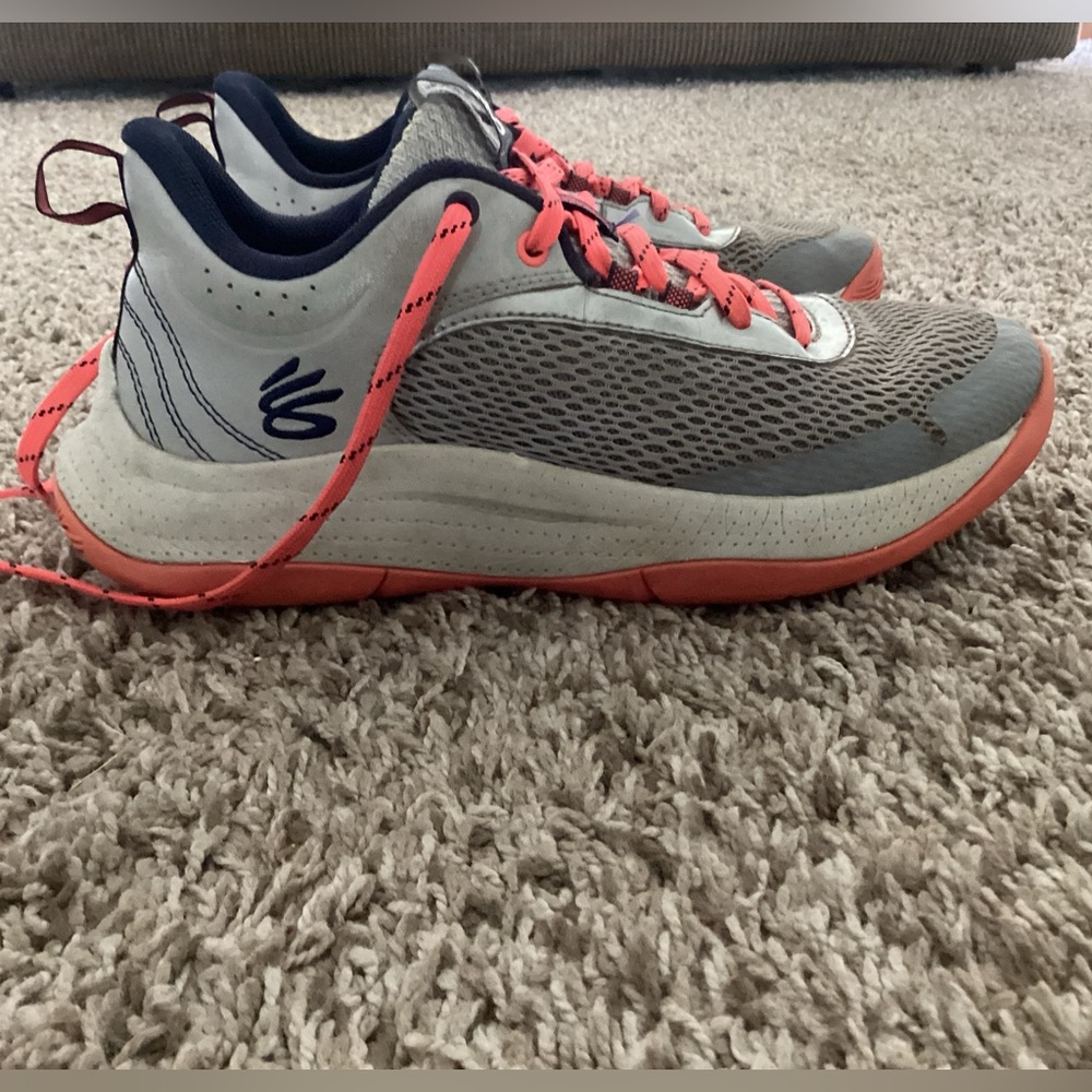 Gray and Coral Athletic Shoes